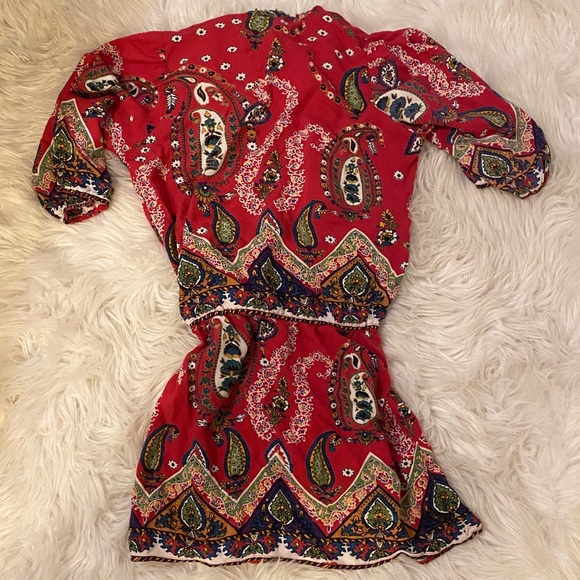 Angie Multicolor Paisley Boho Tunic Top Sun Dress - Picture 2 of 5